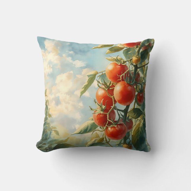 Vintage Tomatoes on a Vine Throw Pillow (Front)