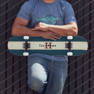 Vintage Tone Teal Skateboard with Name HAMbyWG