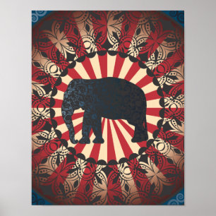 Vintage Too Circus Elephant Free Mandarin Poster