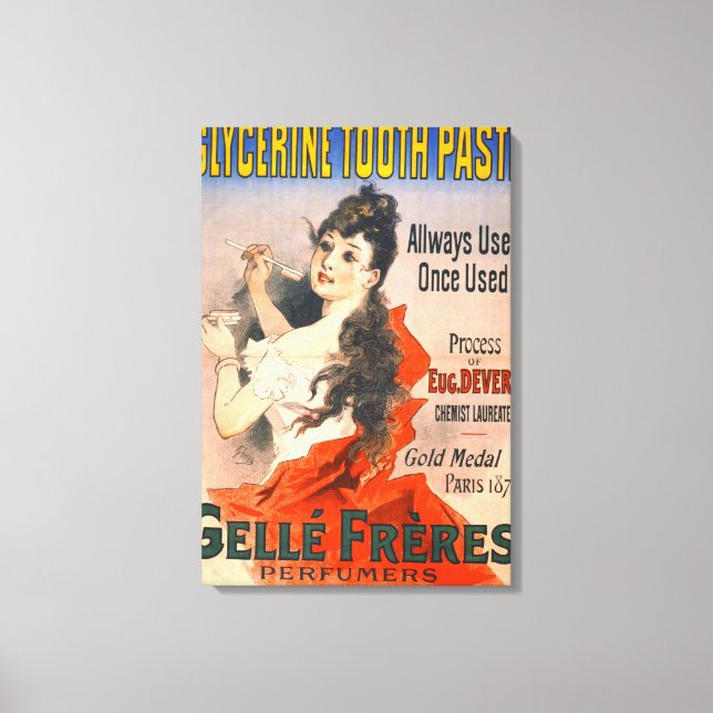 Vintage Toothpaste Ad 1889 Canvas Print (Front)