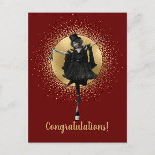 Vintage Top Hat Dancer Congratulations   Postcard