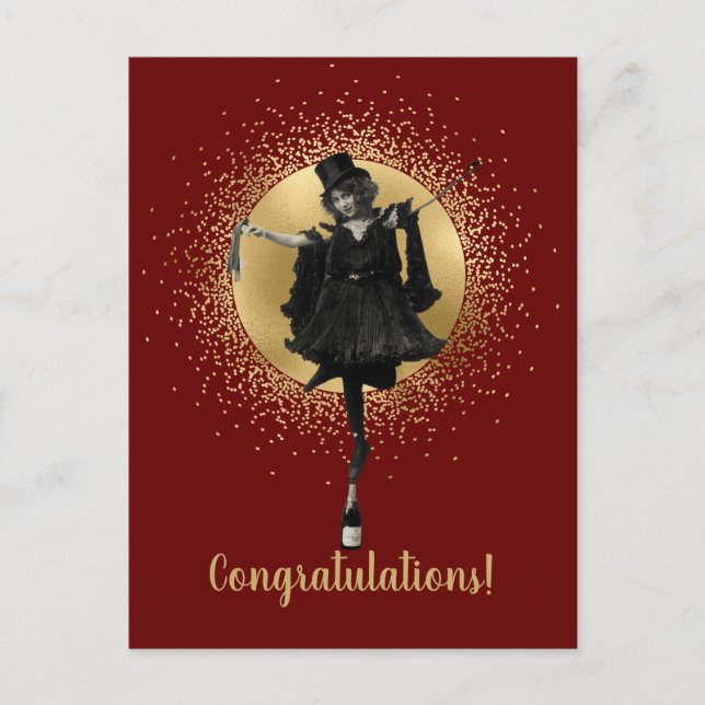Vintage Top Hat Dancer Congratulations   Postcard (Front)