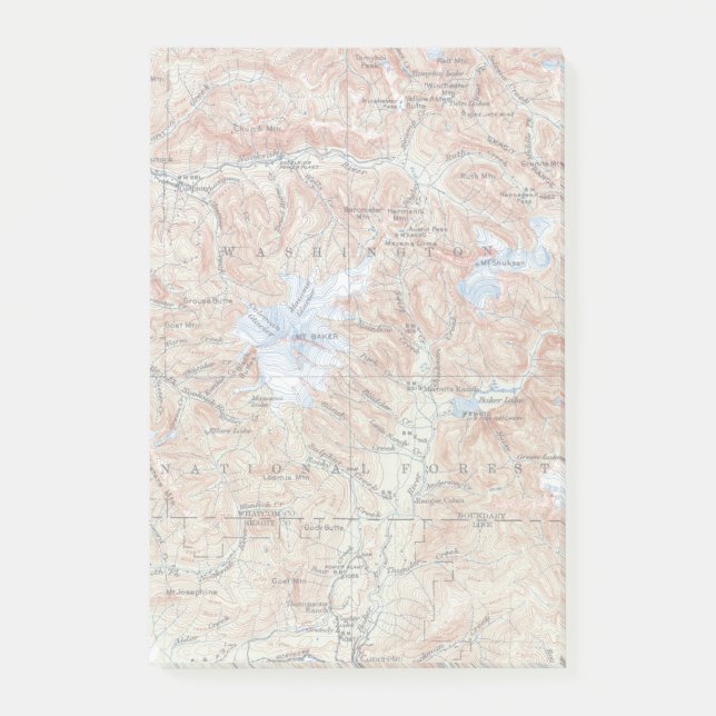 Vintage Topographical Map Mount Baker Post-it Notes (Front)