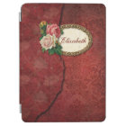 Vintage Torn Red Damask and Roses Personalized