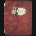 Vintage Torn Red Damask and Roses Personalized iPad Smart Cover<br><div class="desc">Layers of aged red damask with torn edge,  gold filigree frame and vintage roses. Note:  Sculpted,  engraved,  embossed and dimensional effects,  layered,  aged or eroded appearance,  textures and shadows achieved digitally. Actual product has a flat surface.</div>