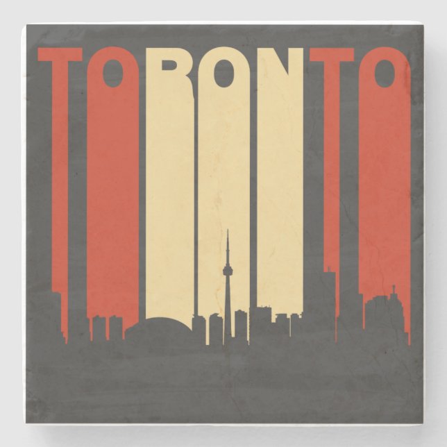 Vintage Toronto Cityscape Stone Coaster (Front)