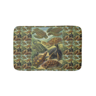 Vintage Tortoises and Sea Turtles by Ernst Haeckel Bath Mat