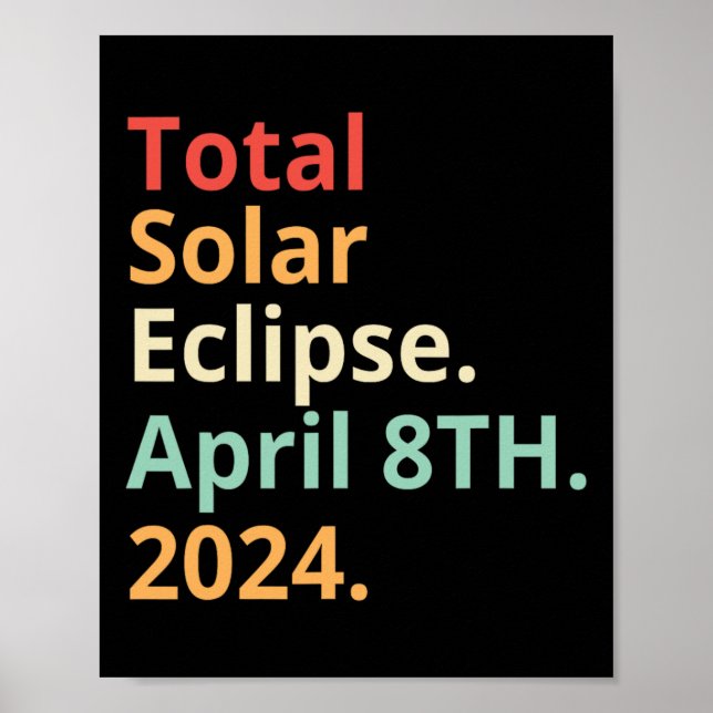 Vintage Total Solar Eclipse April 8 2024  Poster (Front)