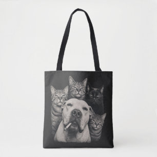 Vintage Tough Dog with Cigarette and Grumpy Cats Tote Bag