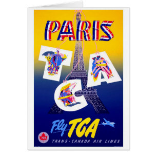 Vintage Tour Eiffel Paris Air Travel Publicité