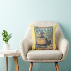 Vintage Tour Guide to Switzerland France and Italy Throw Pillow