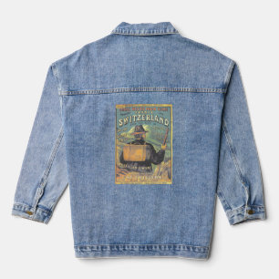 Vintage Tourist Guide to Switzerland Cover Art Denim Jacket