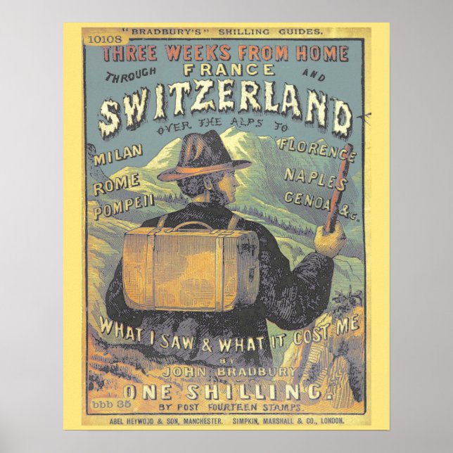 Vintage Tourist Guide to Switzerland Cover Art Poster (Front)