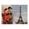 Vintage Tourists at Eiffel Tower, Paris Vacation