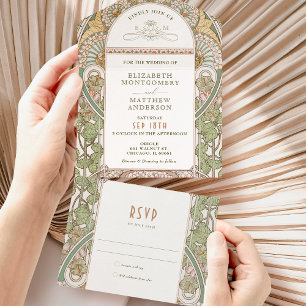 Vintage tout en un Faire-part de mariage par Mucha