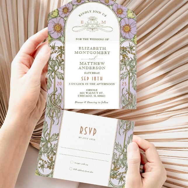Vintage tout en un Faire-part de mariage par Mucha (Créateur téléchargé)