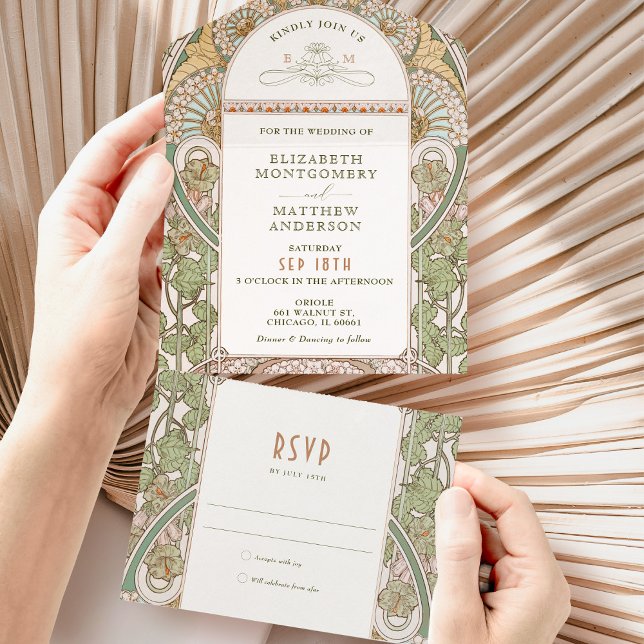 Vintage tout en un Faire-part de mariage par Mucha (Créateur téléchargé)