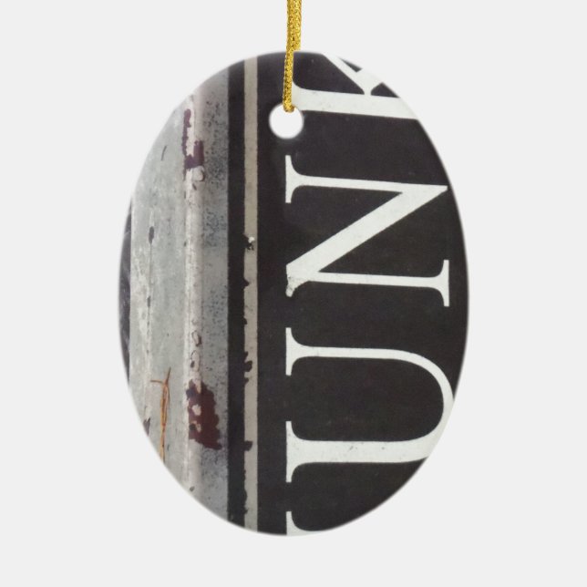 Vintage Tow Truck JUNK SIGN Ceramic Ornament (Front)