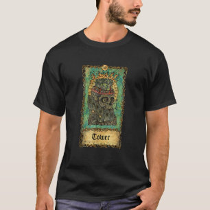 Vintage Tower Tarot Card Occult Goth Aesthetic Ske T-Shirt