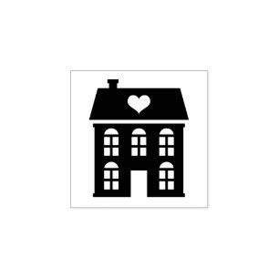 Vintage town house with heart rubber stamp