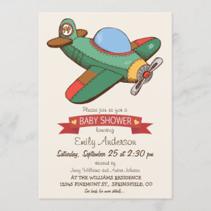 Vintage Toy Airplane Baby Shower Invitation