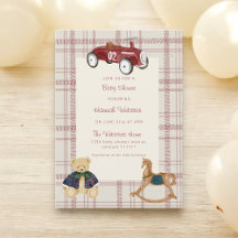 Vintage Toy Car Teddy Bear Baby Shower