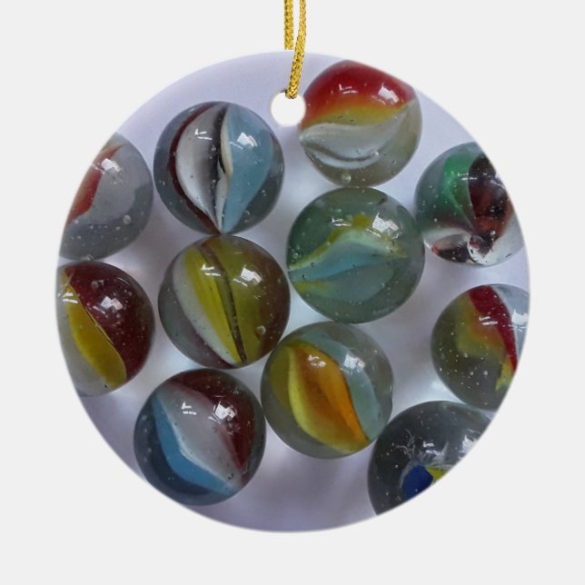 Vintage Toy Cat's Eye Marbles Ceramic Ornament (Front)