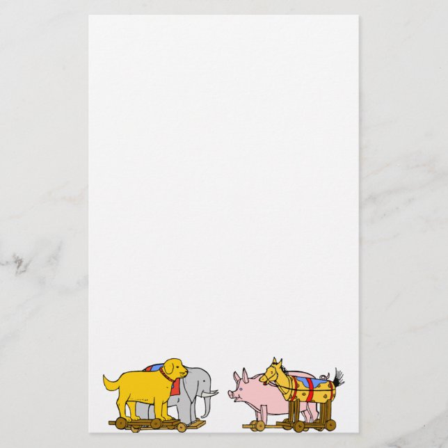 Vintage Toy Dog, Horse, Pig, Elephant Stationery (Front)