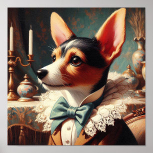 Vintage Toy Fox Terrier Painting Poster