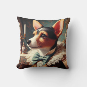 Vintage Toy Fox Terrier Painting Throw Pillow