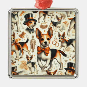 Vintage Toy Fox Terrier Seamless Metal Ornament