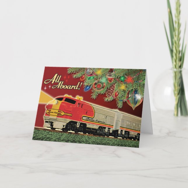 Vintage Toy Model Train Christmas Cards (Front)
