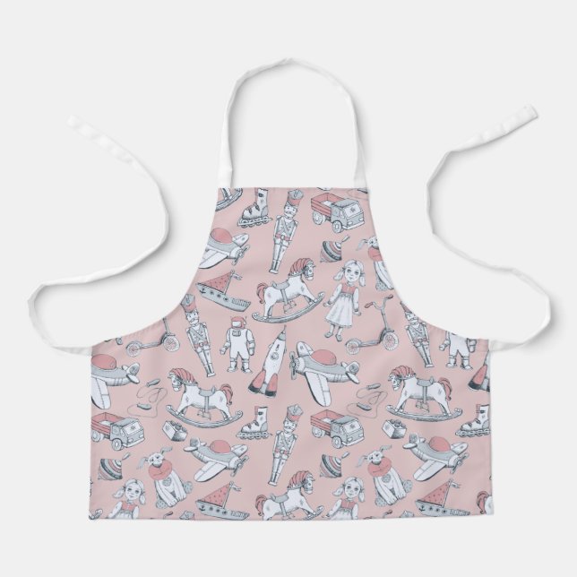 Vintage Toy Pattern Pink/Grey ID783 Apron (Front)