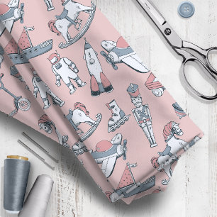 Vintage Toy Pattern Pink/Grey ID783 Fabric