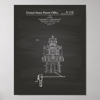 Vintage Toy Robot 1955 Patent Art Chalkboard Poster