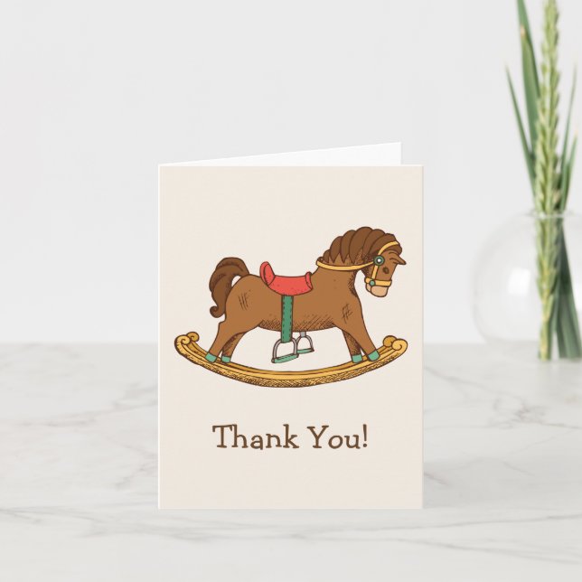 Vintage Toy Rocking Horse Retro Thank You (Front)