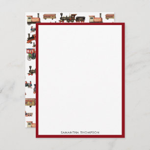 Vintage Toy Train Colourful Trains Pattern Card