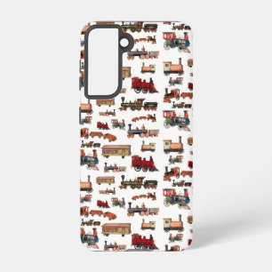 Vintage Toy Train Colourful Trains Pattern Samsung Galaxy Case