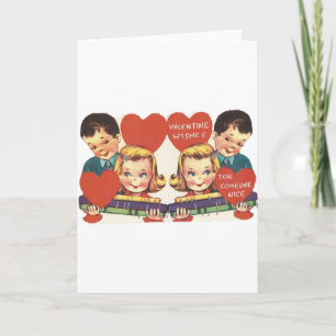 Vintage Toy Train Valentine Holiday Card