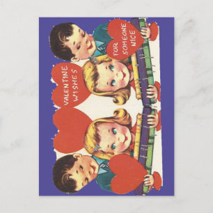 Vintage Toy Train Valentine Holiday Postcard