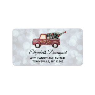 Vintage Toy Truck Merry Christmas Label