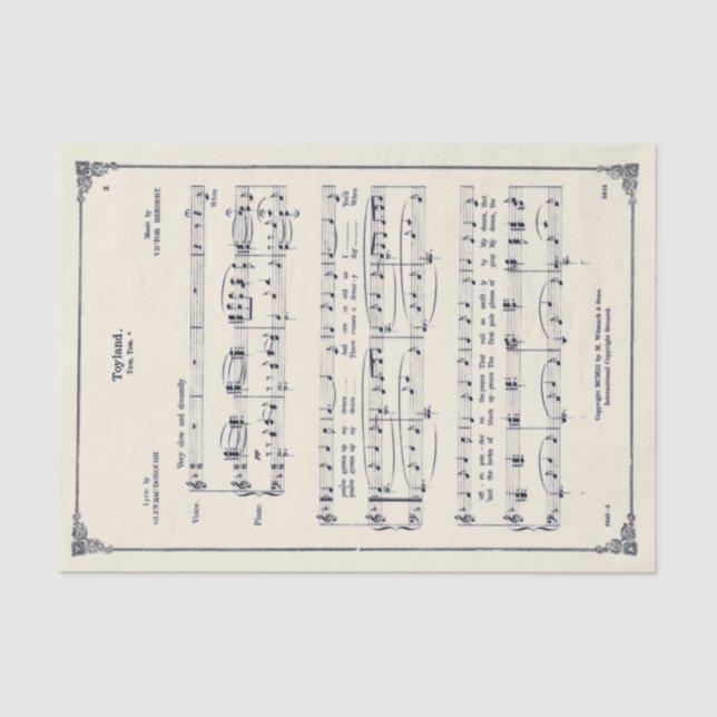 Vintage Toyland Sheet Music Christmas Parchment    (Front)