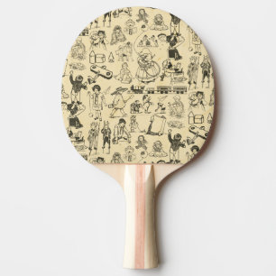 Vintage toys and playing children pattern ping pong paddle