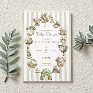 Vintage Toys Boho Neutral Baby Shower Invitation