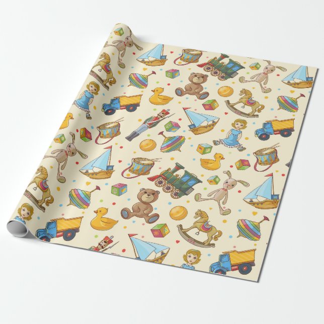 Vintage Toys Wrapping Paper (Unrolled)