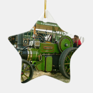vintage tractor ceramic ornament