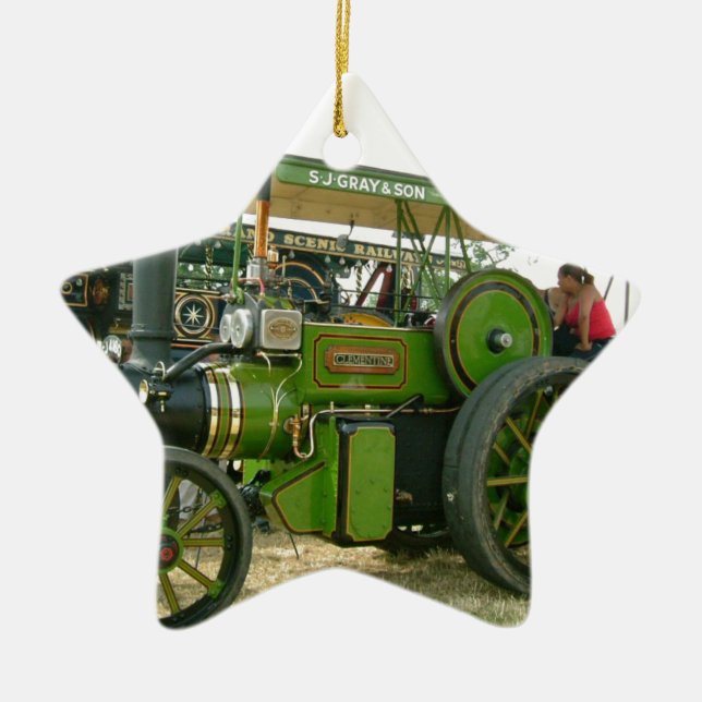 vintage tractor ceramic ornament (Front)