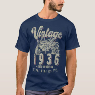 Vintage Tractor Farmer Birthday Born In 1936 & Est T-Shirt