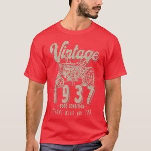 Vintage Tractor Farmer Birthday Born In 1937 & Est T-Shirt