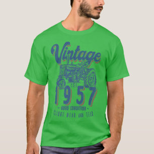 Vintage Tractor Farmer Birthday Born In 1957 & Est T-Shirt